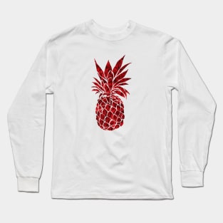 Cute Tropical Pineapple Red Flowers Long Sleeve T-Shirt